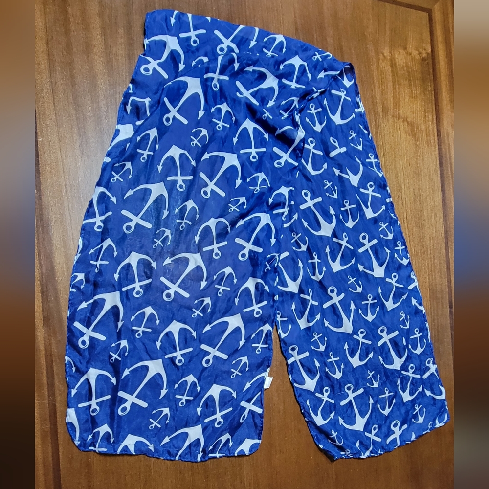 Navy Blue Anchor Swimsuit Sarong/Scarf NWOT